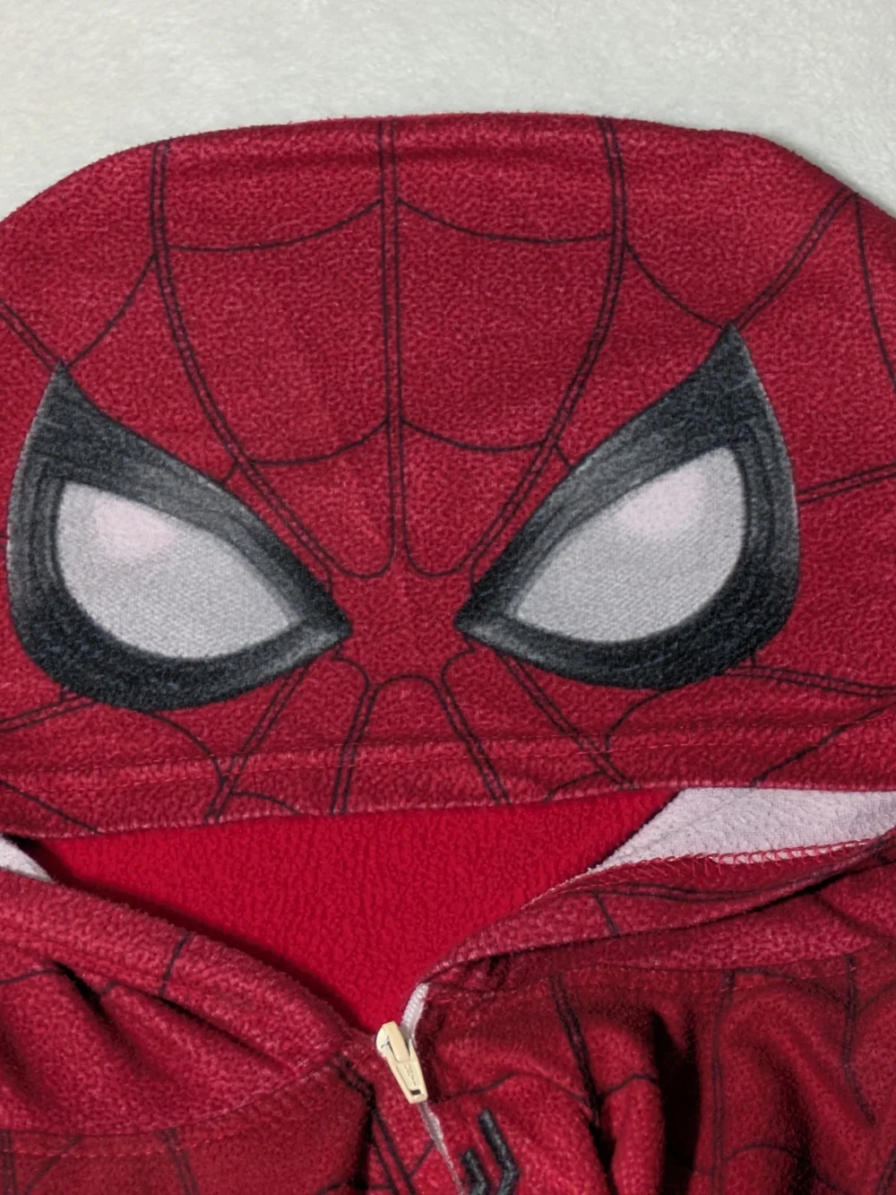 Marvel Spider-Man Kids Size 10/12 Fleece Hooded Onesie Pajamas Costume Flaw - Picture 5 of 8